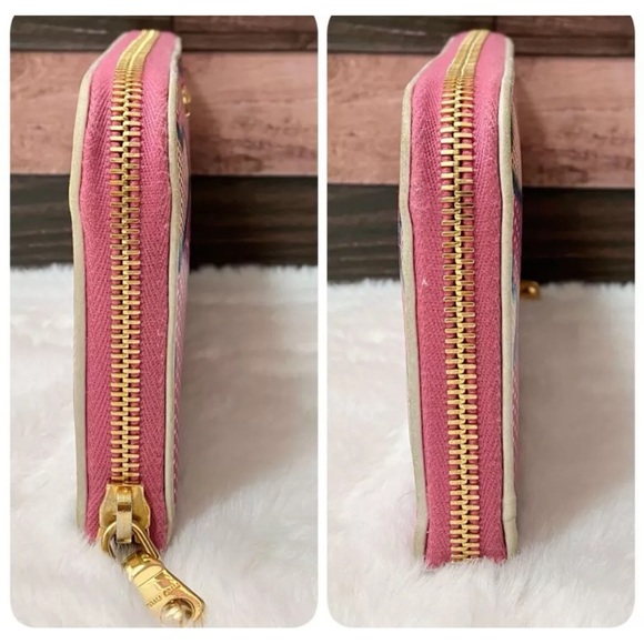 EUC MIU MIU Long Leather Wallet Purse Heart Zip Around Pink Leather Authentic - Picture 6 of 10